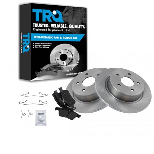 Image of TRQ Rear Brake Pad and Rotor Set Semi Metallic Solid Rotors 11.02 in 5-Lug | For 2013-2018 Ford C-Max 2013-2016 Escape 2014-2018 Transit Connect