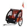 Aosom 2-Seat Child Bike Trailer for Kids with a Strong Steel Frame, 5-Point Safety Harnesses, & Comfortable Seat