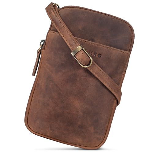 STILORD 'Loki' Vintage Echtleder Handytasche - Brustbeutel Perfekt für Reisen, Festivals & Unterwegs - Kleine Umhängetasche für Smartphone Farbe:mittel - braun
