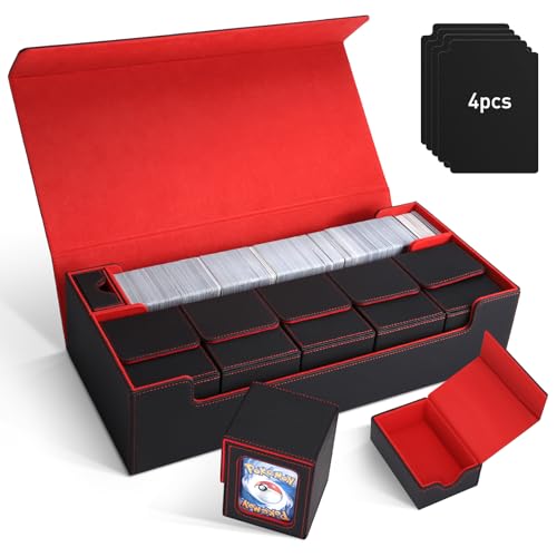 Scimi Caixa de armazenamento de cartões MTG TCG Deck Case comporta 5 janelas decks caixa de cartão o