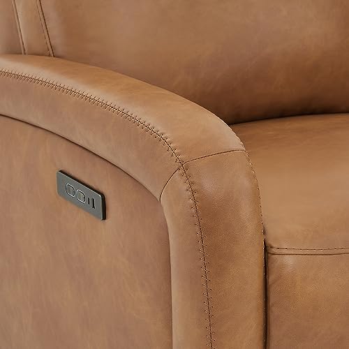 Watson & Whitely Power Recliner Chairs for Adults, Zero Wall Recliners W Power Headrest Type-C Charger, Small Faux Leather RV Recliners Home Theater Seating for Living Room, Cognac Brown - Thumbnail 7