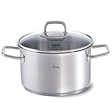 Hochwertig der Edelstahl Kochtopf wurde aus besonders robustem Edelstahl gefertigt, und ist dank der Edelstahl-Griffe backofen- und spülmaschinengeeignet