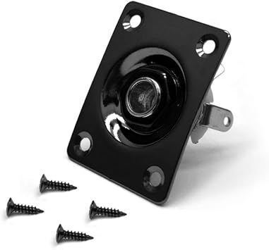 MAXCHEER 1/4" Square Guitar Jack 6.35mm/1.13in Output Input Plug Socket for Mono Electric Guitar Black-square