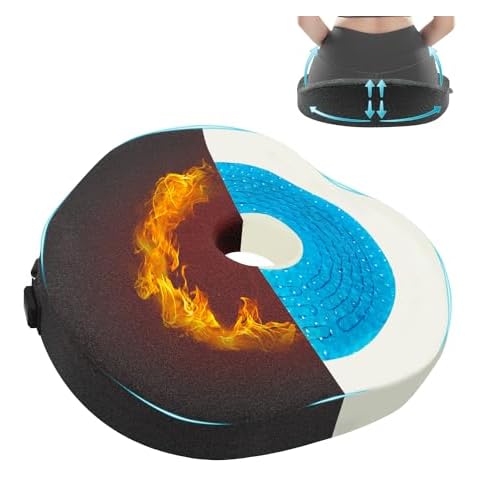 Mymyth Heated Gel Seat Cushion - Dual-Purpose Memory Foam Cushion - Cooling Gel Pressure Relief Cushions- Non-Slip Donut Pillow for Tailbone Sciatica Coccyx Low Back Pain Cover