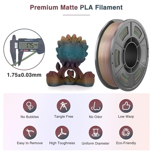 Image of Matte Rainbow PLA Filament 1.75mm, Multicolor Gradient 3D Printer Filament, Color Changing Filament 250g, Solar Horizon