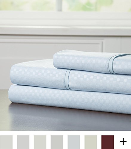 Brushed Microfiber Sheets Set- 3 Piece Hypoallergenic Bed Linens With Deep Pocket Fitted Sheet And Embossed Design By Lavish Home (Blue, Twin) #TOP5