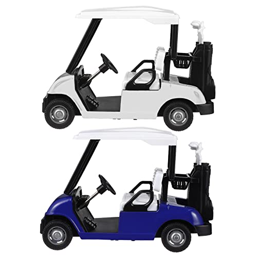 Chariots de golf miniatures en métal Housoutil lot de 2 bleu et blanc pour déco de table