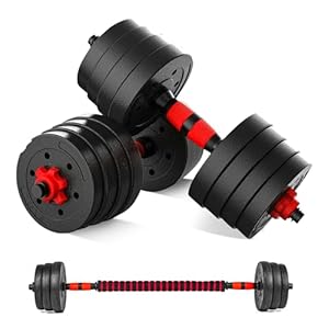 2 in 1 Adjustable Dumbbells Barbell Weights Set 15kg/20kg/30kg/40Kg – Dumbbells Set with Connecting Rod- Home Training Gym Equipment, Lifting, Workout dumbbell sets for women & men