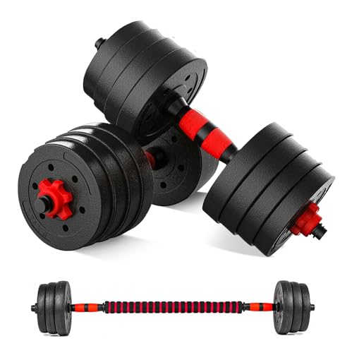 2 in 1 Adjustable Dumbbells Barbell Weights Set 15kg/20kg/30kg/40Kg - Dumbbells Set with Connecting Rod- Home Training Gym Equipment, Lifting, Workout dumbbell sets for women & men