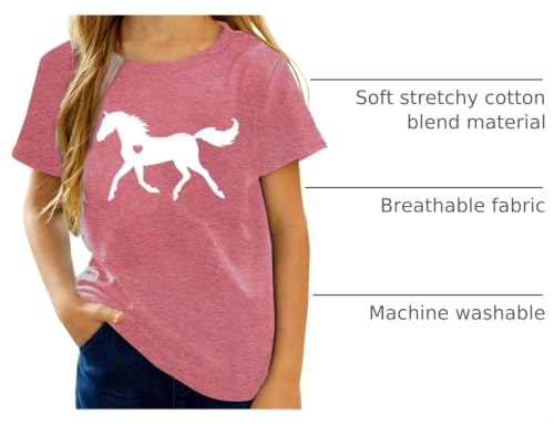 Image of Horse Shirts for Girls Love Horses Shirt Youth Horseback Riding Casual Animal Graphic Tees 8-15 Year Old