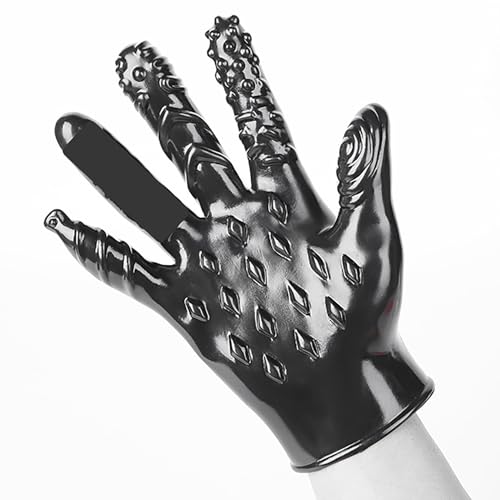 Yemax グローブ SMプレイ ソフト シリコン防水 ゴム手袋 黒 厚手 指サック 大人のおもちゃ女性用 アダルトグッズ 男性用 ブラック - 画像5
