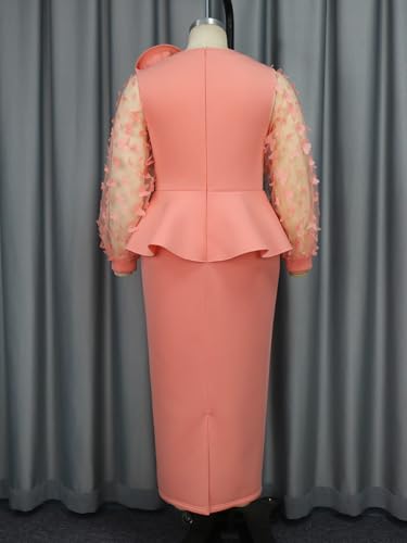 ONTINVA Women's Cocktail Bodycon Ruffle Formal Maxi Pencil Dress Butterfly Appliques Business Church Peplun Dresses4