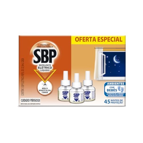 Repelente Líquido Elétrico SBP Refil - Caixa c/ 3 Unidades 32,9ml cada