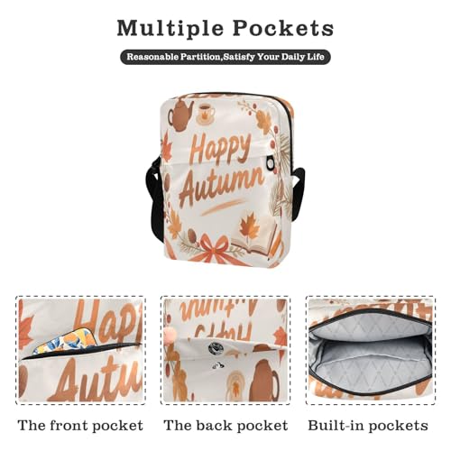 mens messenger bag crossbody Crossbody Small Bag For Women Cross Body Purse Adjustable Strap for School School- Tea Books Autumn2