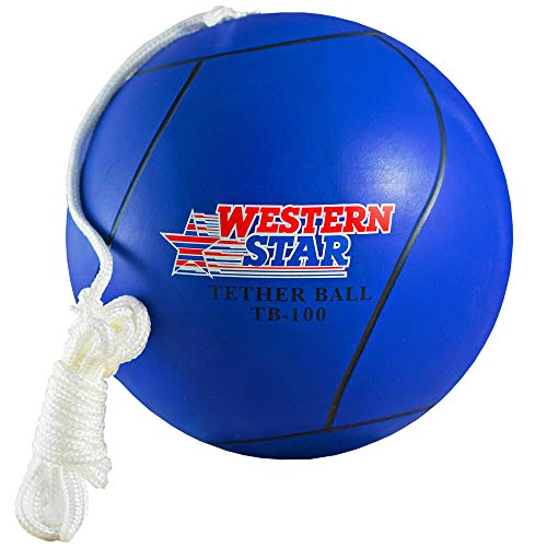 Western Star Tetherball and Rope Set Backyard Outdoor for Kids Yellow Red Blue