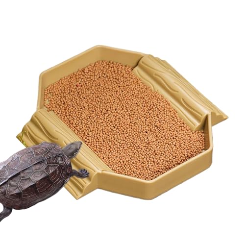 Zynphancer カメ用エサ皿 バスディッシュ 2-in-1 ? 汚れに強い給餌入浴トレイ 爬虫類対応 スリップ防止設計 (ベージュイエロー)