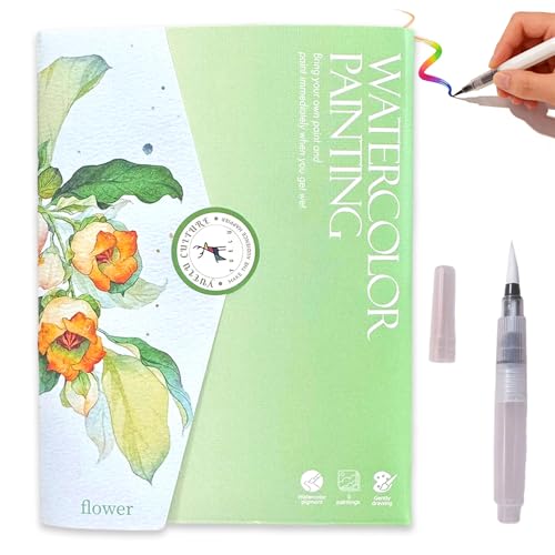 Libro Colorear Adultos, NANASUGUR Set de Pintura para Adultos Relajación Kit Acuarela Portátil con Bloc de Acuarelas Libro para Colorear con Acuarelas