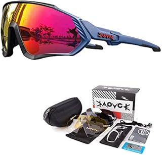 KAPVOE Polarized Cycling Glasses With 5 Interchangeable Lenses Tr90 Frame For Men Women Sports Sunglasses Mountain Bike Glasses MTB Bicycle Goggles Running