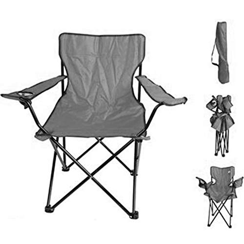 Cadeira Dobravel Braço Porta Copo Praia Jardim Camping Bolsa Transporte Cinza