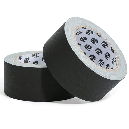 Bates 2 Inch x 23 Yard Gaffing Tape Pack of 2 - Black, Multi-Use Floor &amp; Cord Tape