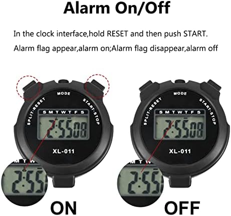 BEHAHAI Digital Sports Stopwatch Timer Stopwatch Large Display Interval Training Timer Outdoor Split Stop Watch Lap Timer Digital Calendar Alarm Clock Referee Watch for Training Running(Black)