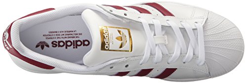 Image of adidas Originals Women's Superstar Sneaker, White /Collegiate Burgundy /Gold Metallic, 7.5