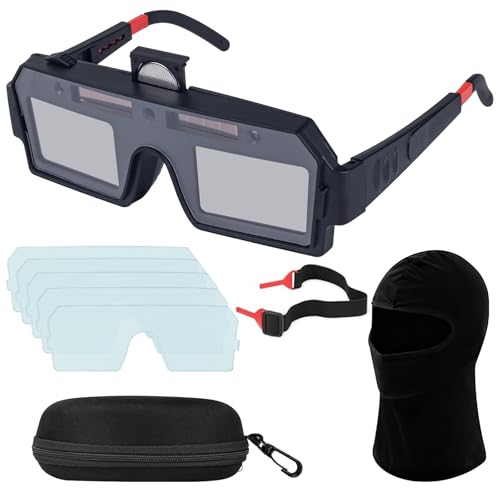 Image of UMYLOV Auto Darkening Welding Goggles, Eyes Protected, Solar Welding Goggles, Mask Helmet, True Color Anti-Glare Safety Welding Glasses with Storage Case Replacement Lenses