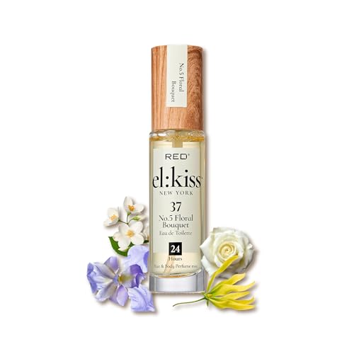 EL:KISS Hair Perfume & Body Mist, No 5 Floral Bouquet Inspired by No. 5 Eau de Toilette 30mL (1.01 Fl Oz), Hydrating & Long-Lasting, Alcohol & Mineral Oil-Free, Jojoba, Argan Oil & Aloe Vera