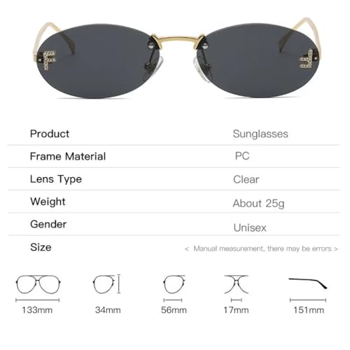 Luxury Diamond-encrusted Oval Sunglasses, Candy Color Frame, Unisex, Rimless, UV400 Protection3