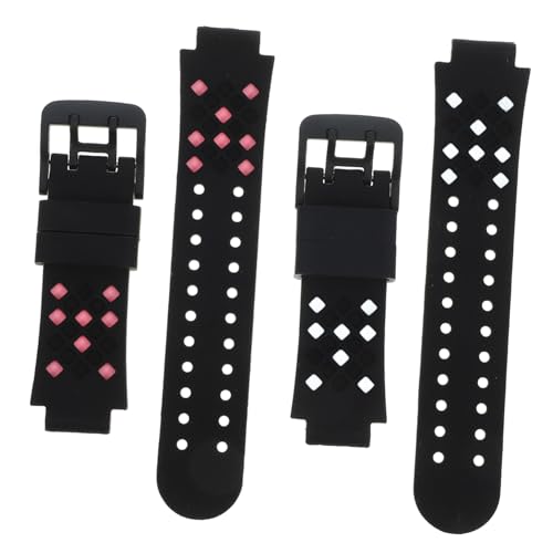 WHAMVOX 2 piezas Correa Reloj Infantil Silicona con Liberación Rápida Banda Duradera para Compatible con Azul Negro y Rosa Negro