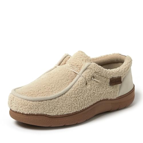 Dearfoams Men's Bennett Indoor/Outdoor Memory Foam Comfort Chukka Boot Slipper, Dark Oyster, 9-10