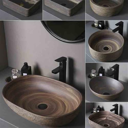 Vasque pour salle de bain intérieure et extérieure ronde en céramique