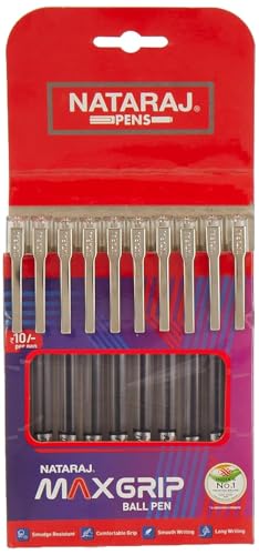 Image of Nataraj Maxgrip Blue Pens - Pack of 20 | Smooth Writing, Quick-Dry Ink | Comfortable Grip & Long-Lasting Performance