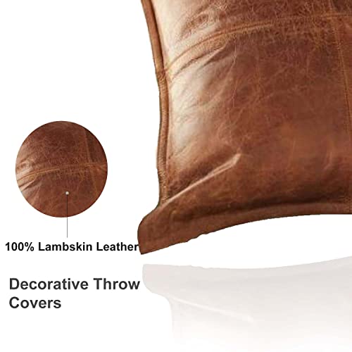 D Dolly Lamb 1 Pc Lambskin Leather Pillow Cover - Sofa Cushion Case - Decorative Throw Covers For Living Room & Bedroom, 16X16 Inches - Antique Brown Pack Of 1 #TOP2