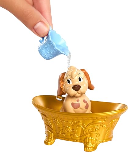 Mattel Disney Princess Belle Fashion Doll & Dog Figure with Color Change Spots, Bathtub, Brush & Hair Accessories, Inspired by Beauty & The Beast - image 5