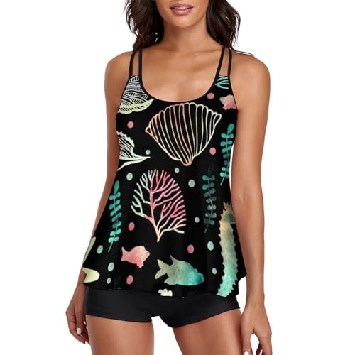 Robe de plage et tankini femme motif conque pour des vacances décontractées au bord de la mer