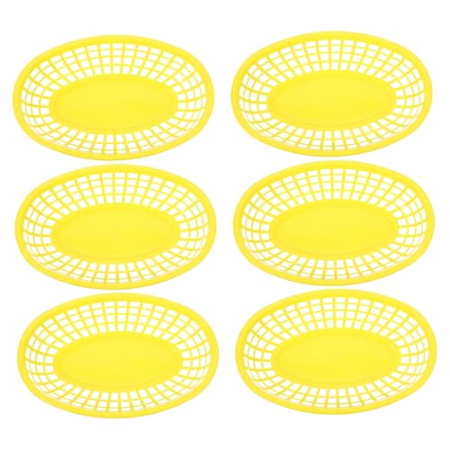 SOLUSTRE 6Pcs Portable Plastic Food Baskets Multi Functional Snack and Bread Holders for Home Kitchen Office Restaurant Design with Lattice Cutout