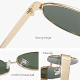 Dervin Modne owalne okulary przeciwsłoneczne w stylu retro dla kobiet i mężczyzn | Modny, stylowy i klasyczny design inspirowany latami 90. | Ochrona UV400 i trwała metalowa rama, Złoty-zielony, 55mm