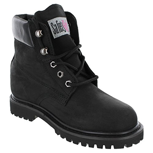 Safety Girl GS004-BLK-7.5W II Soft Toe Work Boots - Black - 7.5W, English, Capacity, Volume, Leather, 7.5W, Black ()