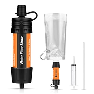 UOHHBOE Camping Waterfilter, 5000 liter, outdoor waterfilter, noodwaterfiltersysteem, buitenwaterfilter, verwijdert 99,99% bacteriën en schadelijke stoffen, persoonlijke waterfilter voor outdoor,