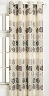 HomeMaison 09347-8-AL Gardine, mit Ösen, Jacquard-Kreise, Grau/Silber, 140 x 260 cm