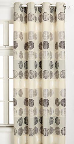 HomeMaison 09347-8-AL Gardine, mit Ösen, Jacquard-Kreise, Grau/Silber, 140 x 260 cm