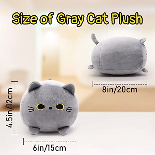 Desdfcer Kuscheltier Katze 18CM Graue Katze Plüschtiere, Kuschelige weiche Kissen für Kinder, Jungen und Mädchen, Wohnkultur