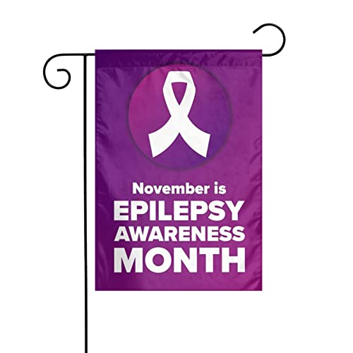 Hanging Flag Purple Ribbon Epilepsy Awareness Month Garten Flaggen Uv-Beständig Balkonflagge Durable Personalisierte Gartenflagge Für Outdoor Extérieur Party 30X45CM