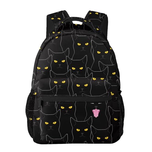 Black Cat Cool Backpack For School Laptop Bags Bookbag Big Casual Daypack For Student Girls Boys Kids Teens Travel Sports Work
