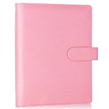 Antner A5 Notebook Binder 6 Ring Refillable Planner Cover for A5 Planner Inserts, PU Leather Loose Leaf Personal Organizer Aesthetic Photocard Holder Budget Binder with Magnetic Buckle, Glitter Pink