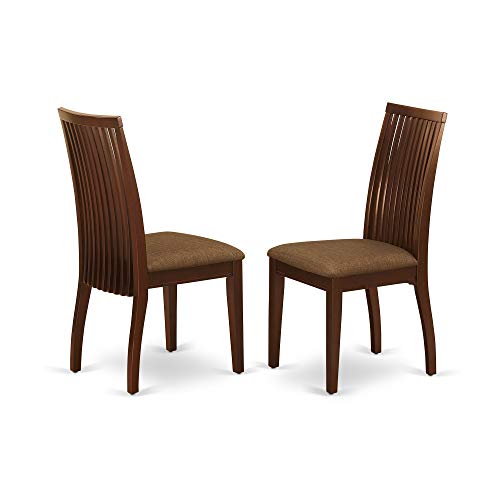 East West Furniture CAIP7-MAH-C Rectangular Set 7 Piece-Linen Fabric Chairs Seat-Mahogany Finish Dining Room Table and Structure