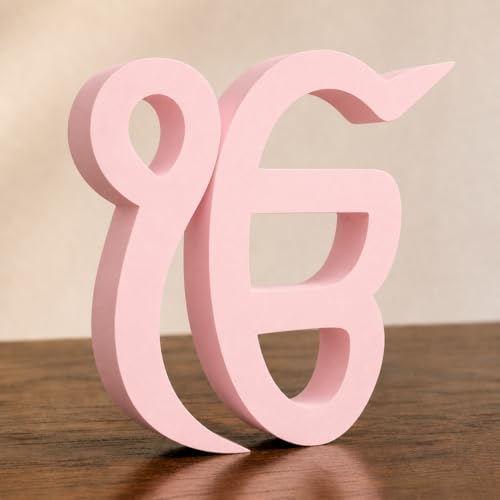 Image of Mad Masters Ik Onkar Spiritual Desk Decor - Aesthetic Table, Shelf & Wall Showpiece for Home, Mandir, Office, Business | Vastu Friendly Gifting, Blush Pink (15.2 x 15.2 x 2.5 cm)