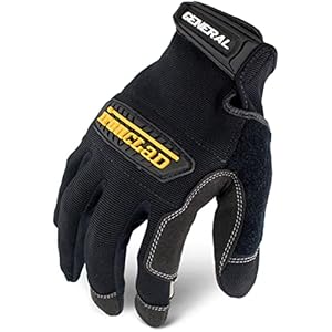 Ironclad General Utility Work Gloves GUG, All-Purpose, Performance Fit, Durable, Machine Washable, (1 Pair) Black
