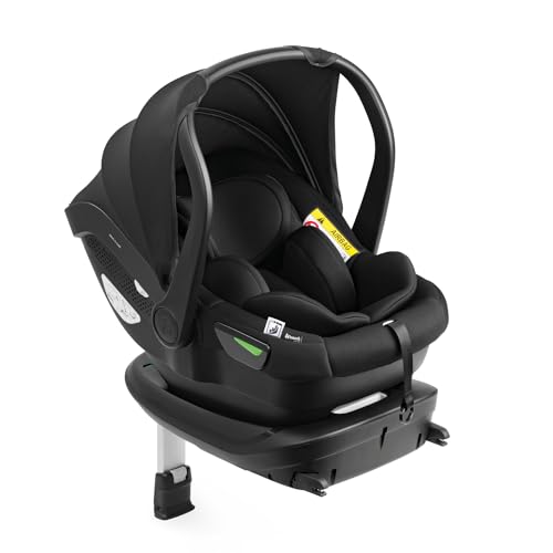 hauck Ovetto Neonato Drive N Care Set con Base Isofix Inclusa - Seggiolino Auto dalla Nascita Approvato UN ECE R 129-03 - Per Bambini da 40 a 87 cm, Riduttore Seduta Incluso - Nero